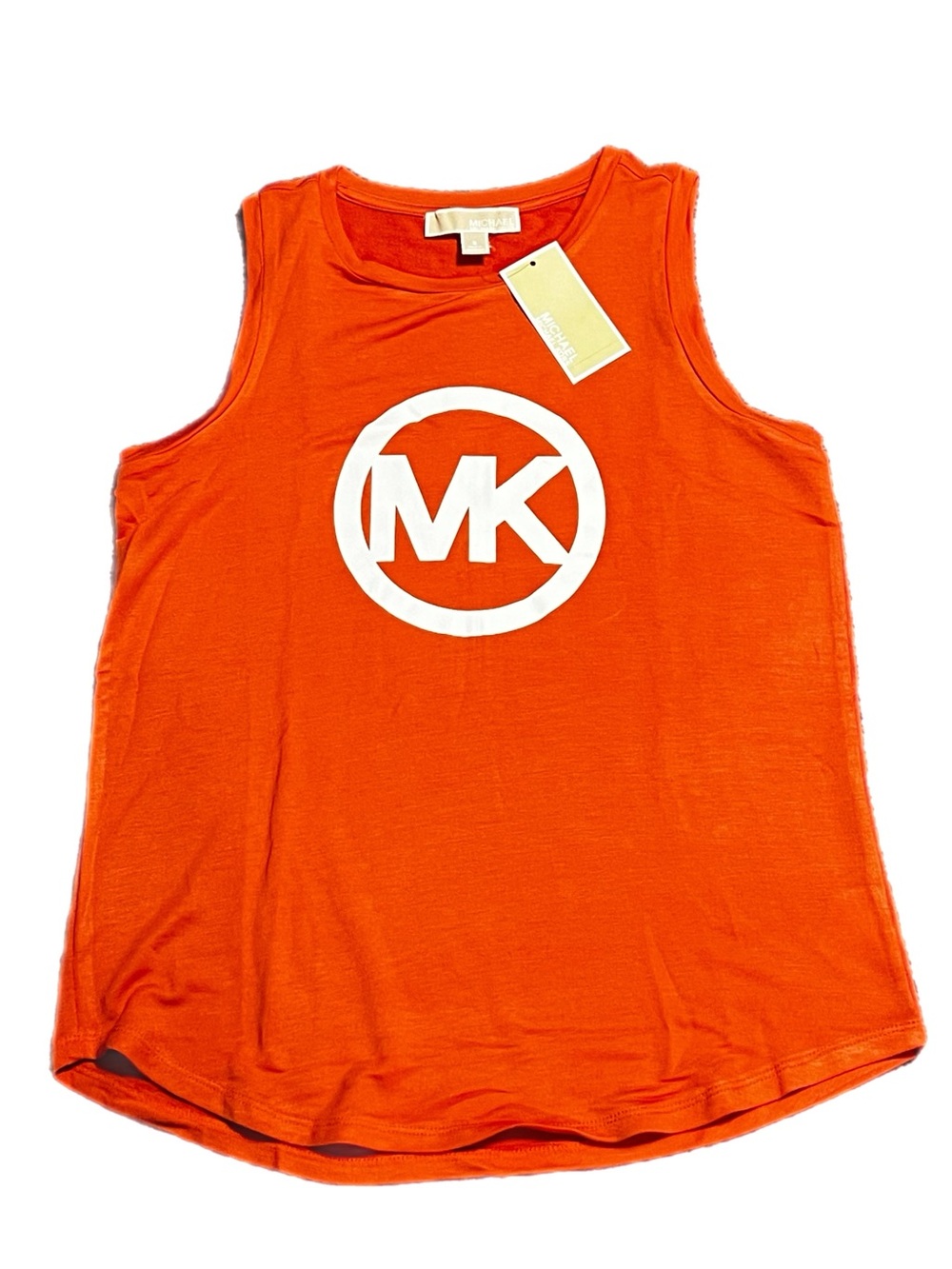 NWT MICHAEL Michael Kors Bright Coral MK Logo Tank Top